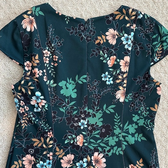Eliza J Emerald Green Floral Fit-And-Flare Mini Dress Size 14 Party Feminine - Picture 10 of 15